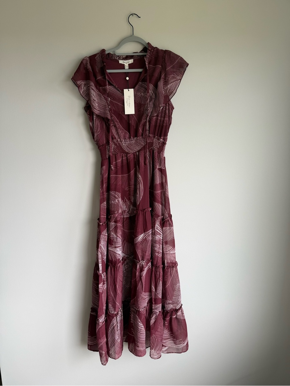 Moulinette Soeurs Wine Printed Tiered Maxi Dress